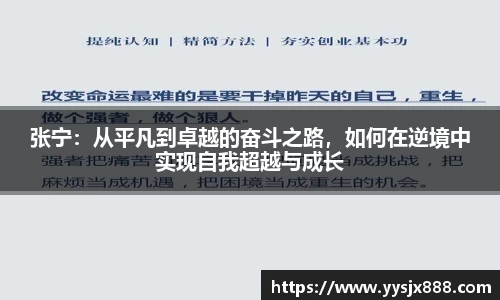 张宁：从平凡到卓越的奋斗之路，如何在逆境中实现自我超越与成长